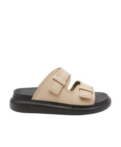 Alexander Mcqueen Hybrid Embossed-logo Slides In Nude