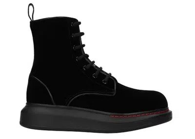 Pre-owned Alexander Mcqueen Hybrid Lace Up Boot Velvet (women's) Sneakers In Black