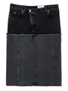 Alexander Mcqueen Mcqueen Two-tone Low Rise Denim Midi Skirt
