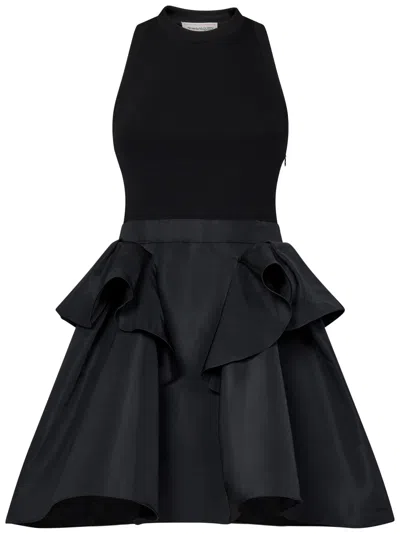 Alexander Mcqueen Hybrid Mini Dress In Black