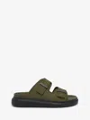 Alexander Mcqueen Logo-engraved Sandals In Khaki
