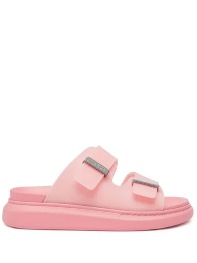 Alexander Mcqueen Hybrid Double Buckled Slides In Cherry Blossom Pink