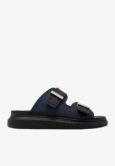 Alexander Mcqueen Hybrid Slides With Double-buckles In Blue