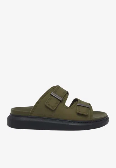 Alexander Mcqueen Hybrid Slides With Double-buckles In Green