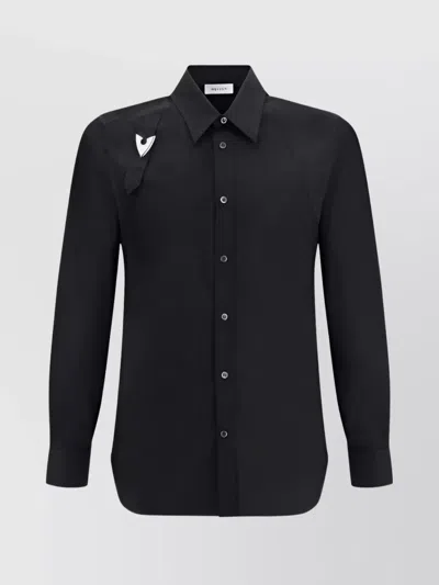 Alexander Mcqueen Iconic Collar Buckle Shirt With Long Sleeves In Black