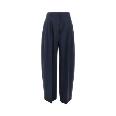 Alexander Mcqueen Ide Leg Wool Pants With Darts In Blue