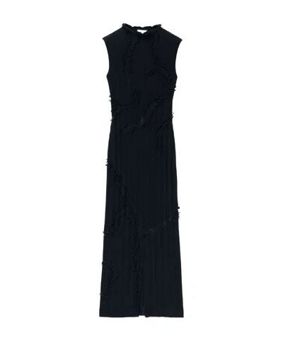 Alexander Mcqueen Distressed Effect Knitted Midi Dress In Black