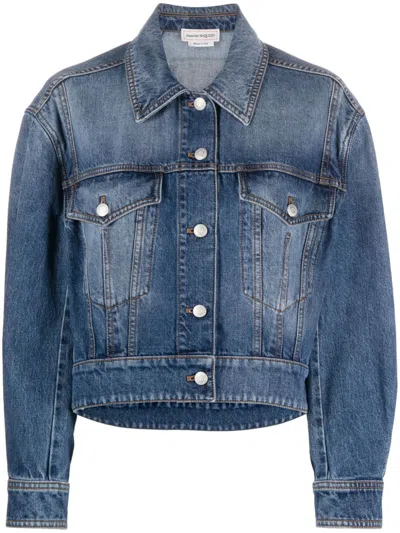 Alexander Mcqueen Indigo Blue Cotton Denim Women's Jacket