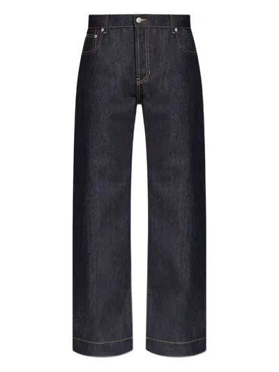Alexander Mcqueen Indigo Wide-leg Jeans In Black