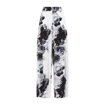 Alexander Mcqueen Luxurious Blue Silk Pants For Women In White