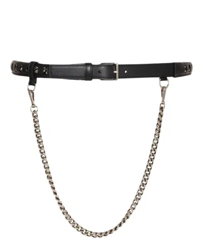 Alexander Mcqueen Inserted Chain Belt In Black