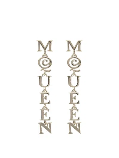 Alexander Mcqueen Interlocking Letter Earrings With Gold Finish