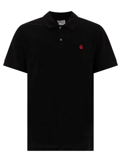 Alexander Mcqueen Inverted Skull Polo Shirt In Black