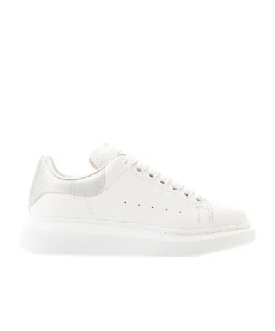 Alexander Mcqueen Oversized Hammered Leather Sneakers In White