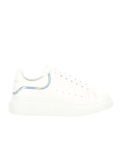 Alexander Mcqueen Iridescent-stripe Leather Sneakers In White
