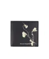 Alexander Mcqueen Iris Floral Printed Bi-fold Wallet In Black