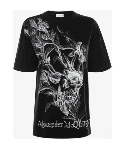 Alexander Mcqueen Iris Skull Crew-neck T-shirt In Black