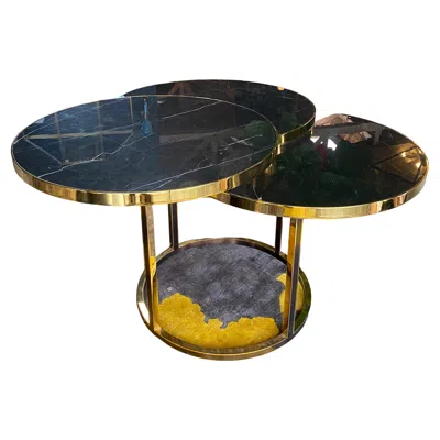 Pre-owned Alexander Mcqueen Italian Vintage Marble And Brass Table, 1980s By  In Black