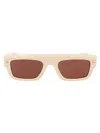 Alexander Mcqueen Am0427s Rectangular Acetate Sunglasses In Neutral