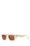 Alexander Mcqueen Spike Studs Contemporary Square Frame Tinted Sunglasses In Ivoryivorybrown