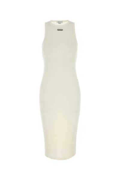 Alexander Mcqueen Ivory Cotton Dress In White