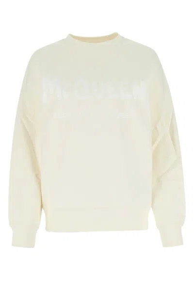 Alexander Mcqueen Ivory Cotton Oversize Sweatshirt In Neutral