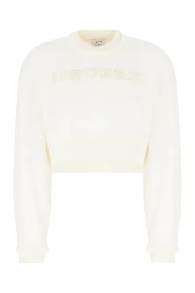 Alexander Mcqueen Ivory Cotton Sweatshirt In Optical White