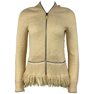 Pre-owned Alexander Mcqueen Ivory/ Cream Sweater Cardigan Top, Size Large In White