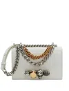 Alexander Mcqueen Mini Jewelled Croc Embossed Leather Satchel In White