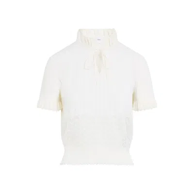 Alexander Mcqueen Ivory Textured Mock Collar Top In Animal Print