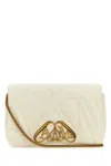 Alexander Mcqueen Mini Seal Leather Shoulder Bag In White