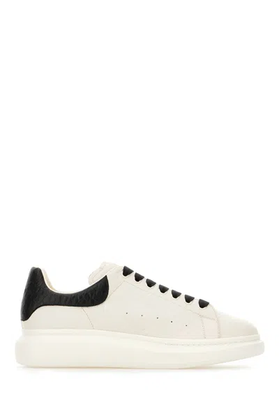 Alexander Mcqueen Ivory Leather Sneakers With Black Leather Heel In Off White Black