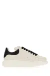 Alexander Mcqueen Ivory Leather Sneakers With Black Leather Heel In White