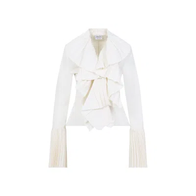 ALEXANDER MCQUEEN ALEXANDER MCQUEEN  IVORY PLEATED BLOUSE