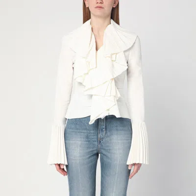 ALEXANDER MCQUEEN IVORY PLEATED BLOUSE