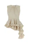 Alexander Mcqueen Asymmetric Sleeveless Top Ruffle Detail In Neutral