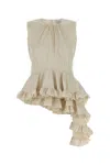 Alexander Mcqueen Asymmetric Sleeveless Top Ruffle Detail In Brown
