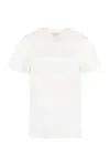 ALEXANDER MCQUEEN IVORY RIBBED LOGO COTTON T-SHIRT FOR WOMEN