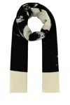 Alexander Mcqueen Unique Print Silk Blend Scarf In Ivoryblack