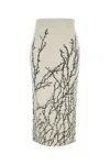 Alexander Mcqueen Thorn Jacquard Midi Pencil Skirt In Ivoryblack