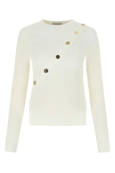 ALEXANDER MCQUEEN IVORY STRETCH VISCOSE SWEATER