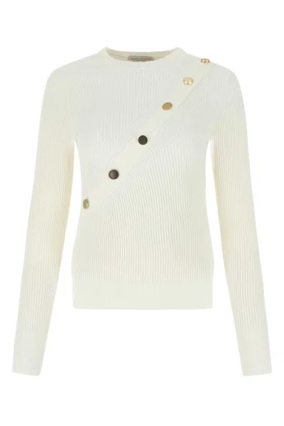 ALEXANDER MCQUEEN IVORY STRETCH VISCOSE SWEATER