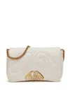 ALEXANDER MCQUEEN IVORY WHITE QUILTED SMALL LEATHER CROSSBODY HANDBAG WITH DETACHABLE STRAPS AND SILVER-TONE ACCENTS