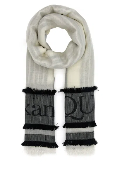 ALEXANDER MCQUEEN IVORY WOOL BLEND FOULARD