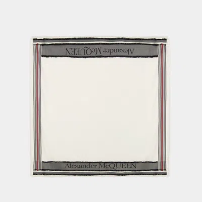 Alexander Mcqueen Ivory Wool Blend Foulard In Beige