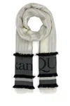 Alexander Mcqueen Ivory Wool Blend Foulard In Black