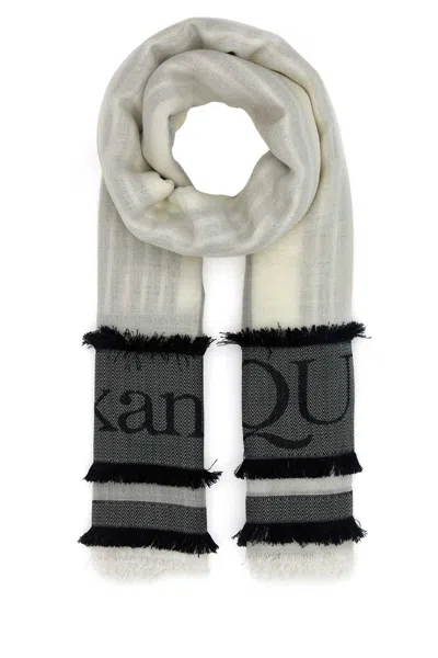 Alexander Mcqueen Ivory Wool Blend Foulard In White