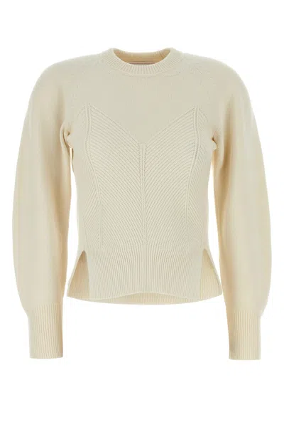 ALEXANDER MCQUEEN IVORY WOOL BLEND SWEATER