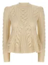 Alexander Mcqueen Wool And Cashmere Cable Sweater Clothing In Neutral