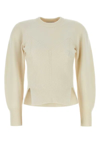 Alexander Mcqueen Ivory Wool-blend Sweater For Women In Neutral
